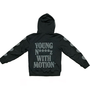 Sweat à capuche zippé Tech Club pour homme, coupe oversize, noir et gris, motif cœur, streetwear, respirant, tricoté, style automne - Product Image 5
