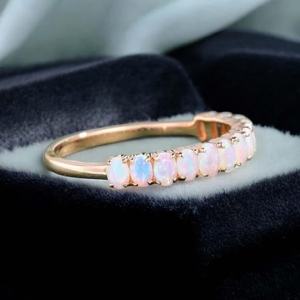 แหวนโอปอลธรรมชาติ เงินแท้ 925 ชุบทอง 14K รับรองโดย IGI หินประจำเดือนตุลาคม แหวนแต่งงาน ของขวัญเทศกาลสำหรับผู้หญิง - Product Image 2