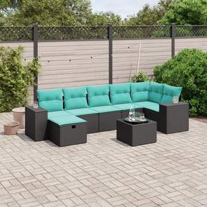 Set di Divani da Esterno in Polyrattan Nero Moderno con Cuscini, Arredamento per 8 Persone, Design Contemporaneo - Product Image 3