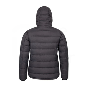 Veste d'hiver noire pour homme avec capuche, fermeture éclair, coupe-vent, style décontracté, couleur unie, rembourrée de duvet, coupe classique - Product Image 2
