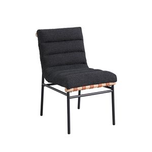 Set di 2 Sedie da Pranzo Lahni in Tessuto Bouclé Nero con Gambe in Ferro Nero - Product Image 4