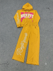 REXFIT Unisex Purple <b>Hooded</b> Tracksuit Set Full <b>Zip</b> Fleece Sweatshirt Pants Logo Print Casual Summer Wear 100% Cotton Lightweight - Product Image 6