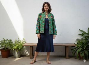 Veste bomber en velours Suzani faite à la main, style bohème, brodée, pour l'hiver, coupe classique, élégante, tricotée, respirante, taille unique - Product Image 3