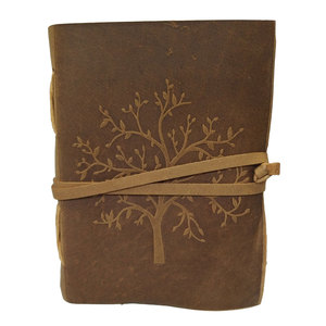 Genuine <b>Leather</b> Notebook Handmade Brown Journal with Tree Emboss Design – Rustic Travel <b>Diary</b> - Product Image 1