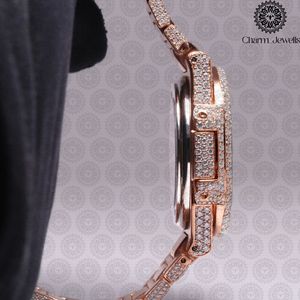 Reloj Charm Jewells de acero inoxidable para hombre, caja de 40 mm, detalles de diamantes, analógico, de lujo, a la moda, movimiento mecánico, fecha automática - Product Image 3