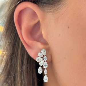 Custom 14K Solid Gold Pear Oval Lab Grown Diamond Drop <b>Earring</b> Prong Set Push Back Luxury Wedding Statement Dangles Manufacturer - Product Image 2