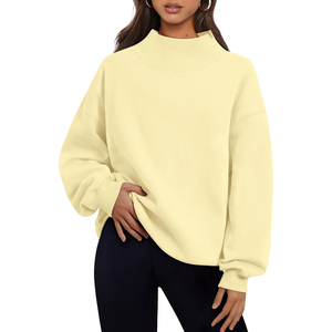 2026 High Quality Women's Oversized <b>Stand</b> Collar Printed Sweatshirt Solid Color <b>Drop</b> Shoulder Long Sleeve Knitted Winter - Product Image 1