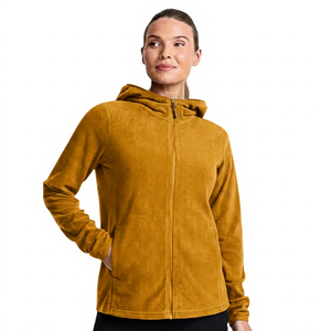 Sudadera con Capucha y Cierre de Cremallera en Verde Oliva, Corte Regular, Informal, Unisex, para Otoño, 100% Poliéster, Transpirable, Diseño Sólido de Punto - Product Image 4
