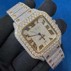 Montre automatique BOJ CATie.R001 bicolore avec diamants VVS, verre luxueux, alliage d'acier inoxydable, entièrement sertie de moissanite, mouvement automatique, 41 mm - Product Image 5