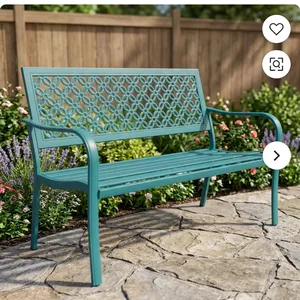 Two Seater Metal Office <b>Sofa</b> <b>Bench</b> with Decorative Backrest and Armrests for Reception Lobby Waiting Area Seating - Product Image 4