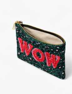 Pochette WOW de luxe artisanale en Tyvek à fermeture ouverte et ornée de perles pour femme, porte-monnaie élégant, mini portefeuille tendance et original - Product Image 2