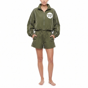 Ensemble coupe-vent personnalisé pour femme : veste à capuche zippée et short cycliste taille haute - Product Image 4