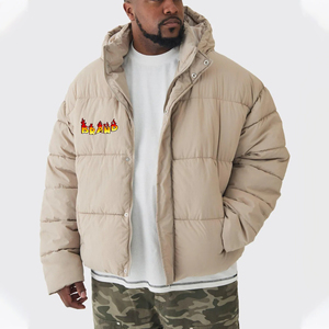 Hot Selling <b>Men's</b> Custom Screen Printed Logo Waterproof Windproof Puffer <b>Jacket</b> Canvas Fabric Polyester/Cotton Warm Winter - Product Image 4