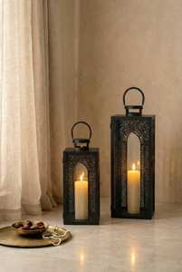 Compre Faroles de Vidrio Árabe con Relieve, Portavelas Metálicos Marroquíes para Ramadán, Decoración del Hogar - Product Image 3