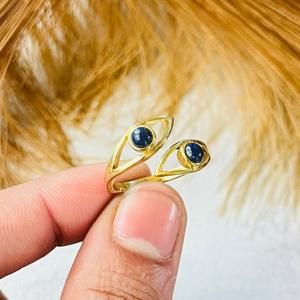 Trendy Bulk Boho Evil Eye Brass <b>Ring</b> <b>Lapis</b> <b>Lazuli</b> Jewelry 18k Gold Plated Tribal <b>Ring</b> Double stone Open Wholesale <b>Ring</b> for women - Product Image 2