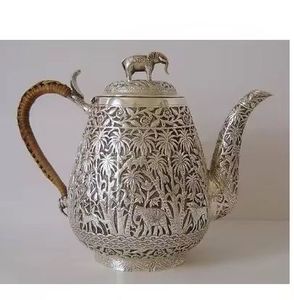 Luxury Silver Plated <b>Teapot</b> Vintage Elegant Tea Pot Decorative Serving Teaware Classic Design for Home Hotel Gift - Product Image 6