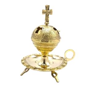 Graver Design 100% Brûleur d'encens en laiton Croix sur le dessus Portable de haute qualité Aromathérapie Diffuseur Brûleur d'encens Prix de gros - Product Image 1