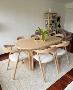 Ensemble de table à manger moderne en teck massif 8 pièces avec chaises rembourrées pour hôtel et appartement - Product Image 3