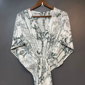 Vestido Kaftán sin Mangas de Algodón con Estampado Floral Tropical Digital para Mujer, Estilo Casual de Verano, Disponible en Asia Pacífico - Product Image 1