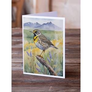 Wyoming Western Meadowlark Whimsical A7 Tarjetas de felicitación Paquete de 8 tarjetas de nota en blanco con sobres Tamaño 5x7 - Product Image 2