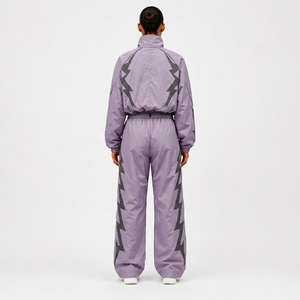 Survêtement de sport complet en nylon noir avec veste de sport et pantalon assorti pour l'entraînement, la remise en forme, la course à pied, les exercices et les sports de plein air - Product Image 2