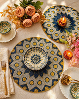 Set de table perlé pour salle à manger et cuisine, carré, blanc, avec perles de rocaille, par Glowin Fashion