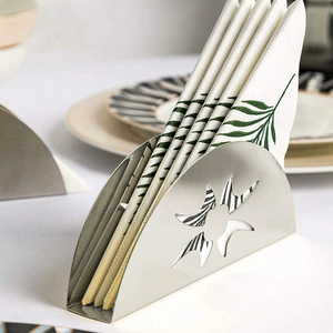 Porte-serviettes en métal, design découpé en forme d'oiseau, finition argentée, organisateur de mouchoirs décoratif, support de table élégant - Product Image 1