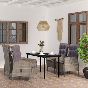 Set da Pranzo da Giardino in Rattan Grigio per 4 Persone, Arredamento da Esterno Resistente alle Intemperie, Design Contemporaneo - Product Image 3