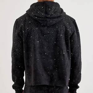 Sweat-shirts à strass, fabrication OEM, sweat-shirt en molleton de coton avec design en pierres brillantes, personnalisation de la marque disponible - Product Image 2