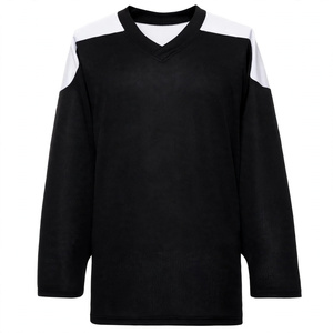 Camiseta de Hockey sobre Hielo Personalizada en Blanco y Negro, Uniforme de Hockey Profesional Sublimado de Manga Larga para Prácticas Deportivas - Product Image 1