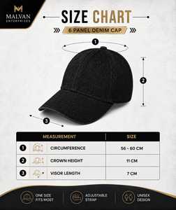 Gorra de Béisbol de Mezclilla de 6 Paneles MALVAN ENTERPRISES, Unisex, Ajustable, Estilo Casual, Color Negro Sólido, Lavada, 100% Algodón - Product Image 5
