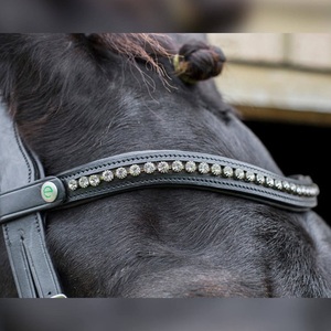 High Quality Curved Shape Black Leather with Colorful <b>Shining</b> Crystals Mega Bling brow band for Horses - Product Image 6