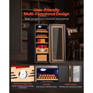 33L elettrico sigaro Humidor Cabinet 250 conteggi temperatura di raffreddamento controllo legno cedro spagnolo scaffali cassetti 4 strati meccanici - Product Image 6