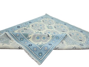 Tapis en laine moderne fait à la main de haute qualité bleu blanc tapis de Style persan 6x9 et 8x10 tailles pour la maison Orientaux tricotés à la main - Product Image 2