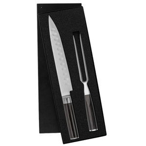 Juego de 2 piezas de cuchillo y tenedor para trinchar, hoja de acero inoxidable con mangos de madera Pakka para carne asada, aves y cocina - Product Image 1