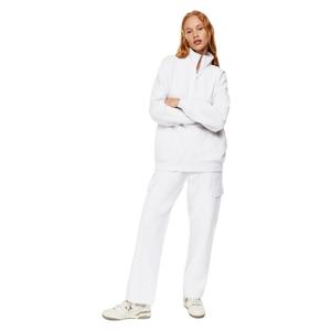 Sweat-shirt à capuche en coton pour femmes, col montant, demi-fermeture éclair, pull-over décontracté, personnalisé, blanc - Product Image 4