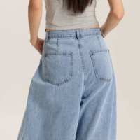 Jean en denim coupe skinny taille haute pour femme, jambe droite, bleu clair, style vintage, tendance, style urbain