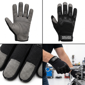 MALUZA INDUSTRIES Industrial Mechanic Safety <b>Gloves</b> Polyester Reinforced Cuff Anti-Slip Touchscreen <b>Moisture</b>-Wicking - Product Image 4