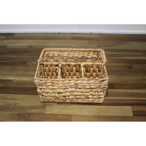 Panier de rangement rectangulaire Artex Dong Thap en jacinthe d'eau écologique, 3 compartiments, avec poignées - Product Image 6
