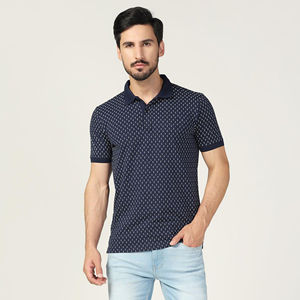 Polo personnalisé à motif micro-points pour homme, manches courtes, respirant, en polyester, pour le golf, décontracté, imprimé, fourniture en gros OEM - Product Image 1