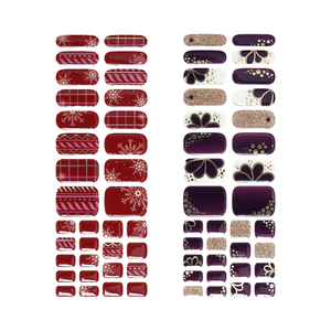 Semi Cured Gel Nail Stickers Korea Supplier OEM Nail Wraps <b>Red</b> Snow Knit Romantic Wine - Product Image 3