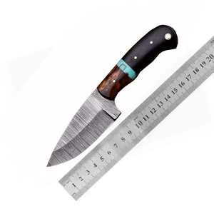 Cuchillo Skinner de Acero de Damasco Hecho a Mano Personalizado de Venta Caliente con Mango de Resina y Madera, Cuchillo de Caza de Hoja Fija, Compatible con OEM - Product Image 1