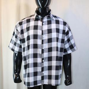 เสื้อเชิ้ตแขนยาวลายสก็อตสีดำขาวสำหรับผู้ชาย คอปกติดกระดุม ผ้าทอ CLUSH SPORTS - Product Image 5
