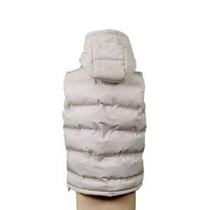 Chaleco Acolchado con Capucha Unisex Beige, Cortavientos, Informal, para Invierno, con Cierre de Cremallera, Color Sólido, Logotipo Frontal, Corte Regular - Product Image 2