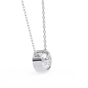 Collier pendentif solitaire en diamant de laboratoire ovale 1 carat pour femme, bijoux fins, or massif 18 carats, chaîne assortie incluse - Product Image 6