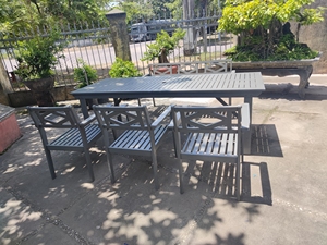 Juego de comedor de jardín extensible de 5 piezas | Mesa y sillas de madera modernas para uso en exteriores | Resistente a la intemperie - Product Image 6