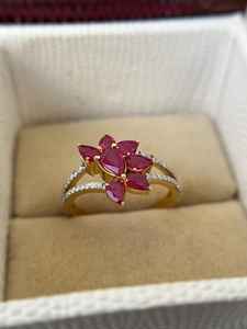 Anillo de Rubí de Lujo, Rubí Natural, Anillo de Compromiso de Plata de Ley 925, Chapado en Oro de 14K, Anillo de Aniversario de Bodas, Regalo - Product Image 5