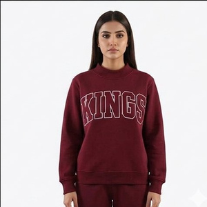 Sudadera de cuello alto azul marino para mujer con estampado de letras Kings en la parte delantera, corte regular, 100% poliéster, tejido de punto, para otoño/invierno. - Product Image 4