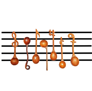 Cuillère décorative en bois en forme de note de musique, fabriquée à la main au Vietnam, vente en gros, étiquette personnalisée, cuillère artisanale - Product Image 3