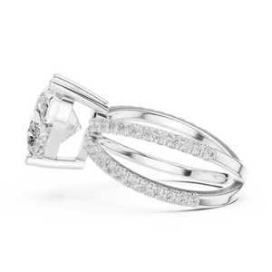 Heart Cut Lab Grown Diamond <b>Ring</b> 3.50 CTW E Color 18K Solid Gold Criss Cross <b>Split</b> Shank 0.48 CTW Round Side Stones VVS VS <b>Ring</b> - Product Image 6